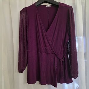 Maurices Purple Wrap Blouse for Work